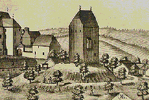 Schloss Hellsberg bei Massing mit heute abgegangenem Turmhügel